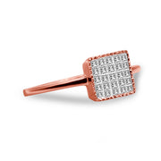 Bids.com 10K Rose Gold 1/3 Cttw Invisible Set Princess Cut Diamond Composite Square Shape Ring for Women (H-I color, I1-I2 clarity) - Size 7 Rings