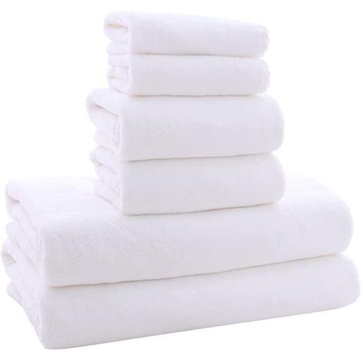 100% Cotton Premium White Towel Sets For Bathroom (Pack of 6)