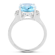 Bids.com 4.28 Carat Genuine Blue Topaz and White Topaz .925 Sterling Silver Ring Rings