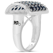Bids.com 3.51 Carat Genuine Blue Sapphire & White Diamond .925 Sterling Silver Ring Rings