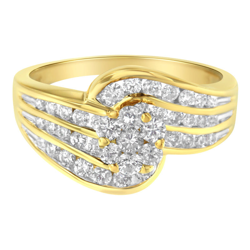 Bids.com 14K Yellow Gold Diamond Cocktail Bypass Ring (1 1/2 Cttw, H-I Color, SI2-I1 Clarity) - Size 7 Rings