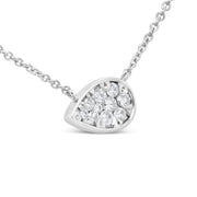 Bids.com 14K White Gold 1/4 Cttw Round Diamond Composite Teardrop Shape 18" Pendant Necklace - (G-H Color, SI2-I1 Clarity) Necklaces