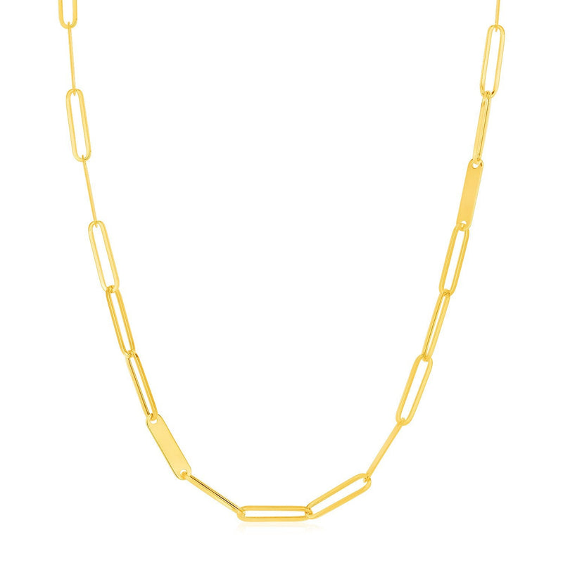 Bids.com 14k Yellow Gold Alternating Paperclip Chain Link and Gold Bar Necklace Necklaces