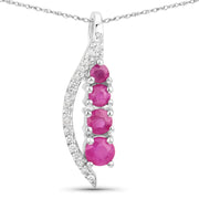 Bids.com 0.43 Carat Genuine Ruby and White Diamond 14K White Gold Pendant Pendants