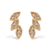 Bids.com 10K Yellow Gold 1/10 Cttw Diamond Triple Leaf Stud Earring (H-I Color, I1-I2 Clarity) Earrings