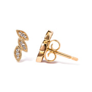 Bids.com 10K Yellow Gold 1/10 Cttw Diamond Triple Leaf Stud Earring (H-I Color, I1-I2 Clarity) Earrings