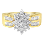 Bids.com 10K Yellow Gold 1.0 Cttw Marquise Composite Diamond Cluster Cocktail Ring (H-I Color, SI2-I1 Clarity) - Size 7 Rings
