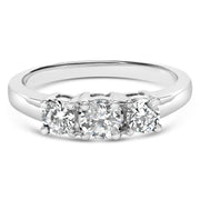 Bids.com 14K White Gold  3/4 Cttw Lab Grown Diamond 3 Stone Ring Band (F-G Color, VS2-SI1 Clarity)- Size 7 Rings