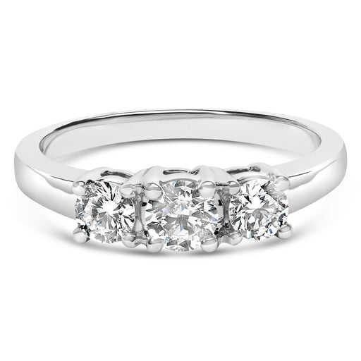 Bids.com 14K White Gold  3/4 Cttw Lab Grown Diamond 3 Stone Ring Band (F-G Color, VS2-SI1 Clarity)- Size 7 Rings