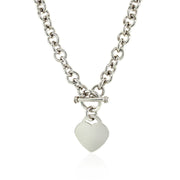 Bids.com Sterling Silver Rolo Chain  with a Heart Toggle Charm and Rhodium Plating Necklaces