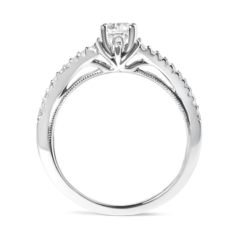 Bids.com 14K White Gold 5/8 Cttw Diamond Split Shank Engagement Ring  (G-H Color, VS2-SI1 Clarity) - Size 7 Rings