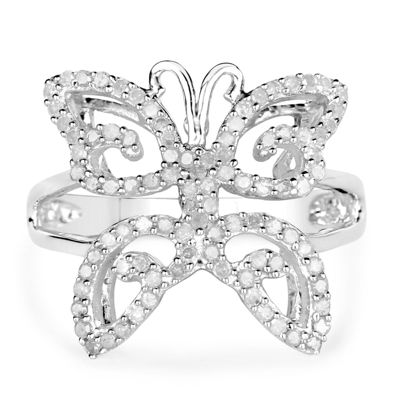 Bids.com 0.58 Carat Genuine White Diamond .925 Sterling Silver Ring Rings