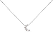 Bids.com 10K White Gold Diamond Accented Crescent Moon Shaped 18" Inch Pendant Necklace (H-I Color, I1-I2 Clarity) Necklaces