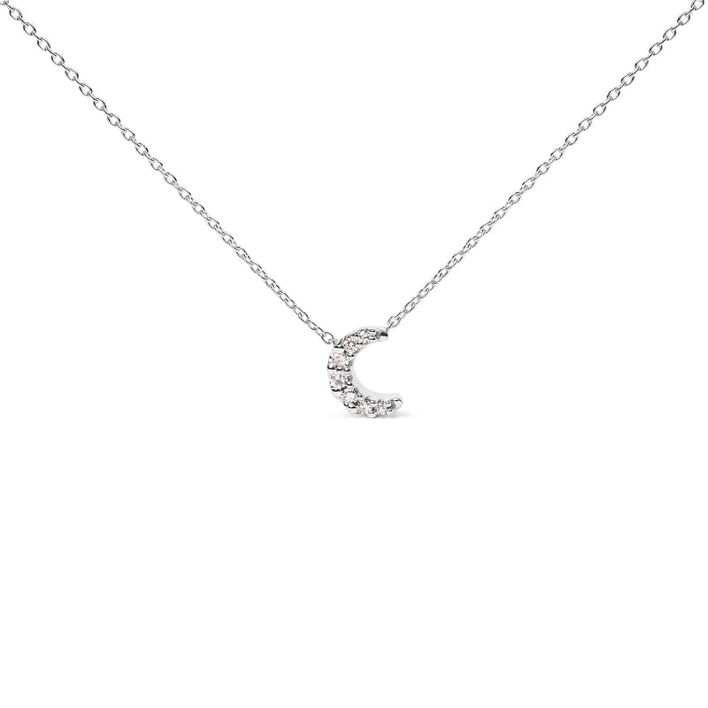 Bids.com 10K White Gold Diamond Accented Crescent Moon Shaped 18" Inch Pendant Necklace (H-I Color, I1-I2 Clarity) Necklaces