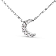 Bids.com 10K White Gold Diamond Accented Crescent Moon Shaped 18" Inch Pendant Necklace (H-I Color, I1-I2 Clarity) Necklaces