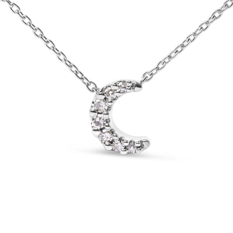 Bids.com 10K White Gold Diamond Accented Crescent Moon Shaped 18" Inch Pendant Necklace (H-I Color, I1-I2 Clarity) Necklaces