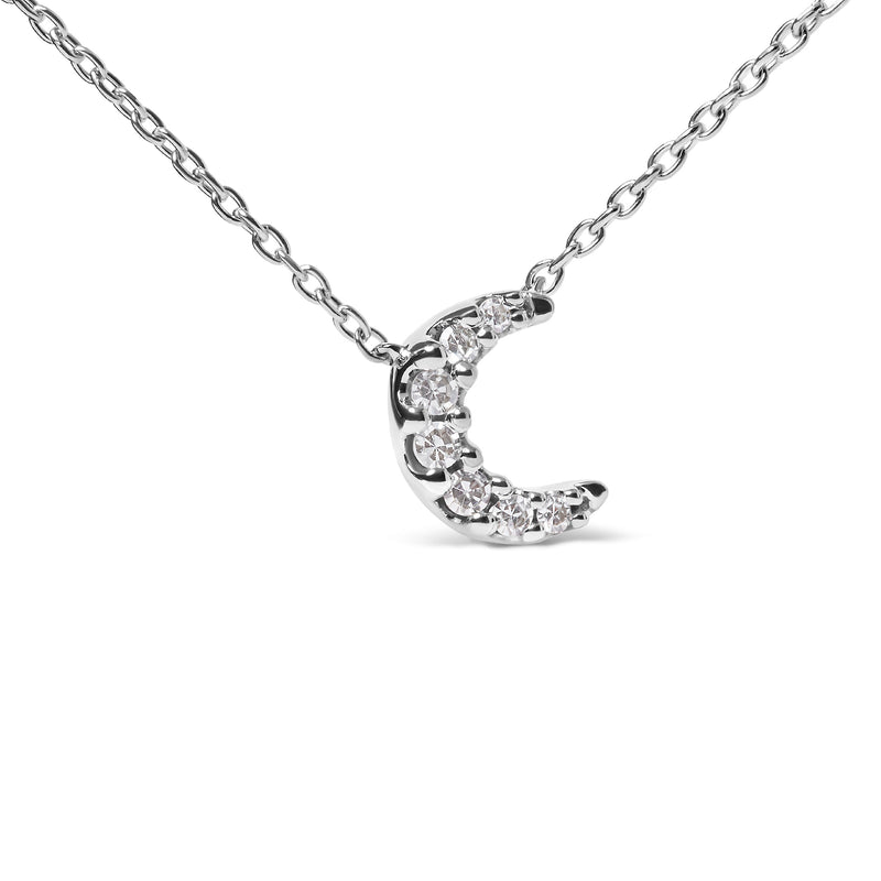 Bids.com 10K White Gold Diamond Accented Crescent Moon Shaped 18" Inch Pendant Necklace (H-I Color, I1-I2 Clarity) Necklaces