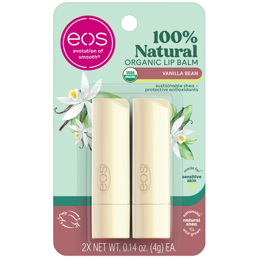 eos eos 100% Natural Organic Lip Balm - Vanilla Bean, 2-Pack (0.14 oz Sticks) Lip Balms & Treatments Light Gray