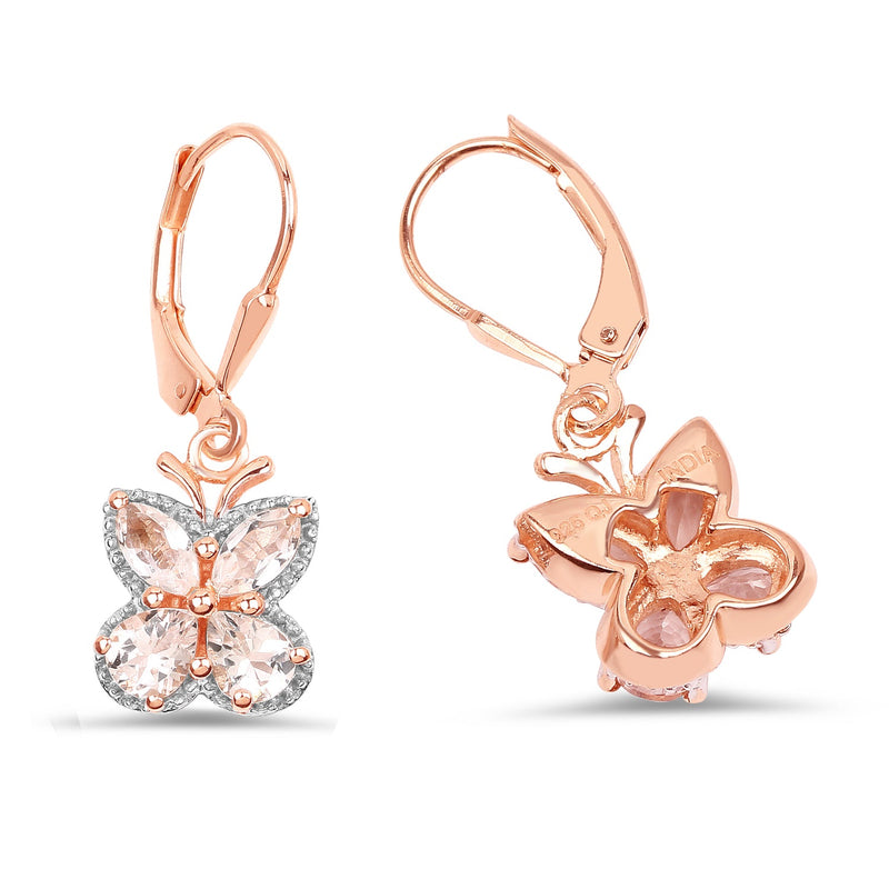 Bids.com 18K Rose Gold Plated 1.88 Carat Genuine Morganite .925 Sterling Silver Earrings Earrings