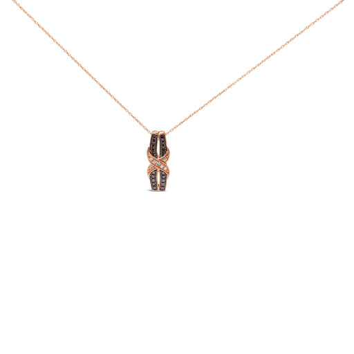 Bids.com 10K Rose Gold 1/4 Cttw White and Chocolate Brown Diamond Infinity Twist Pendant Necklace (I-J Color, I1-I2 Clarity) Necklaces