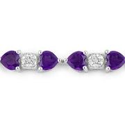 Bids.com 9.56 Carat Genuine Amethyst and White Diamond .925 Sterling Silver Bracelet Bracelets