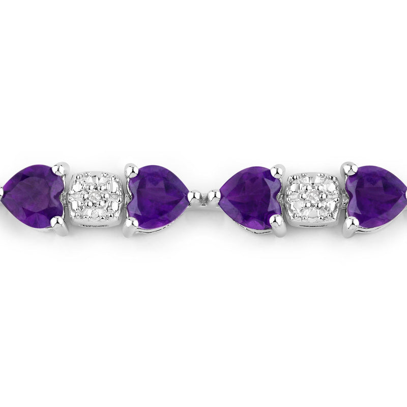 Bids.com 9.56 Carat Genuine Amethyst and White Diamond .925 Sterling Silver Bracelet Bracelets