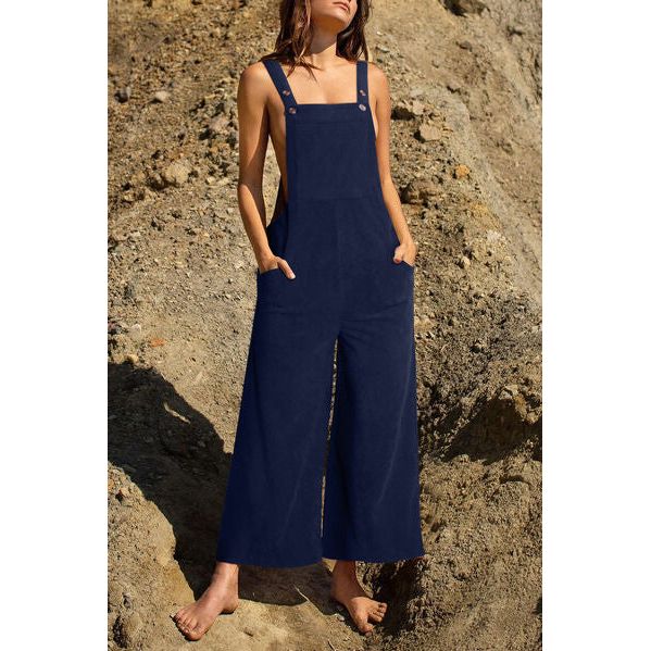 Pocketed Wide Leg Overall