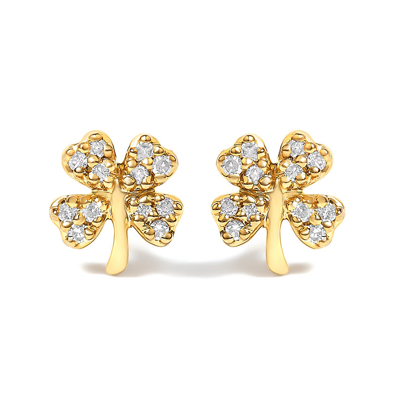 Bids.com 10K Yellow Gold Diamond Accent 4 Leaf Clover Stud Earrings Earrings