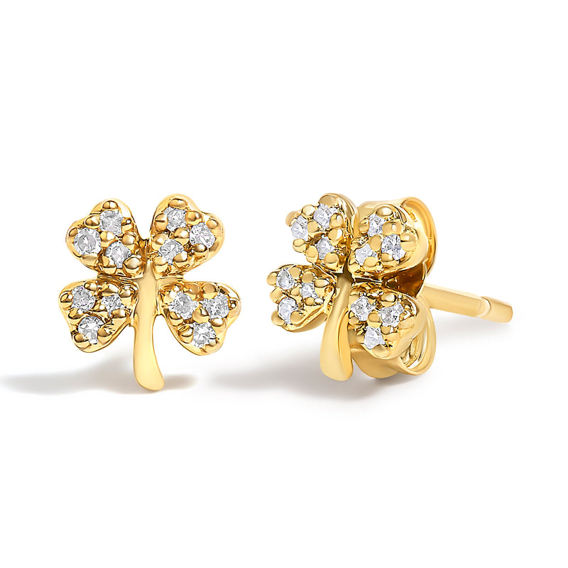 Bids.com 10K Yellow Gold Diamond Accent 4 Leaf Clover Stud Earrings Earrings