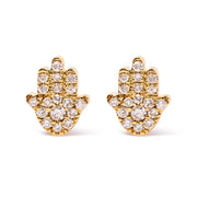 Bids.com 10K Yellow Gold Diamond Accented Hamsa Stud Earrings (H-I Color, I1-I2 Clarity) Earrings