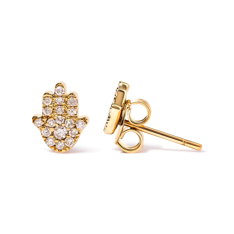 Bids.com 10K Yellow Gold Diamond Accented Hamsa Stud Earrings (H-I Color, I1-I2 Clarity) Earrings
