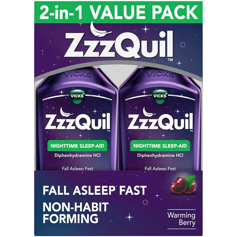 Vicks ZzzQuil  ZzzQuil Nighttime  Warming Berry  Sleep- Aid  2-12 Fl Oz Bottles Health & Beauty