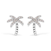 Bids.com 10K White Gold 1/10 Cttw Diamond  Encrusted Palm Tree Stud Earrings (H-I Color, I1-I2 Clarity) Earrings