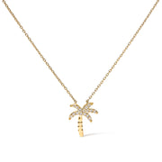 Bids.com 10K Yellow Gold 1/10 Cttw Round Diamond Palm Tree 18" Inch Pendant Necklace (H-I Color, I1-I2 Clarity) Necklaces
