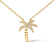 Bids.com 10K Yellow Gold 1/10 Cttw Round Diamond Palm Tree 18" Inch Pendant Necklace (H-I Color, I1-I2 Clarity) Necklaces