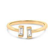 Bids.com 14K Yellow Gold Plated Sterling Silver 1/5 Cttw Baguette Diamond Open Band Ring Rings
