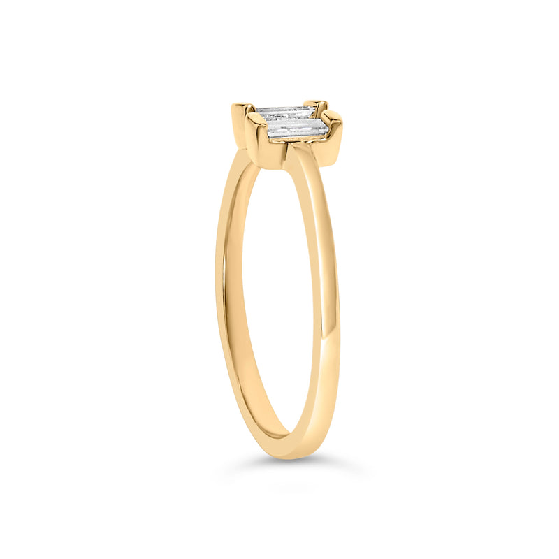 Bids.com 14K Yellow Gold Plated Sterling Silver 1/5 Cttw Baguette Diamond Open Band Ring Rings