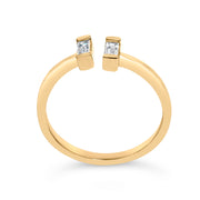 Bids.com 14K Yellow Gold Plated Sterling Silver 1/5 Cttw Baguette Diamond Open Band Ring Rings