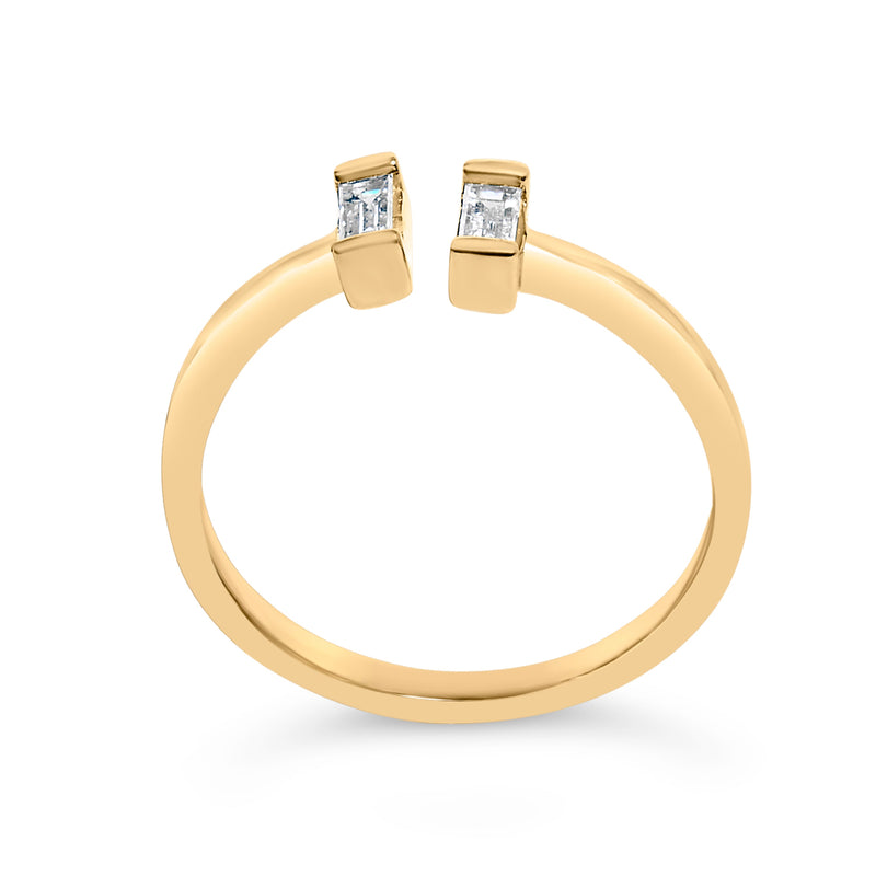 Bids.com 14K Yellow Gold Plated Sterling Silver 1/5 Cttw Baguette Diamond Open Band Ring Rings