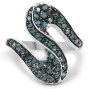 Bids.com 0.76 Carat Genuine Blue Diamond .925 Sterling Silver Ring Rings