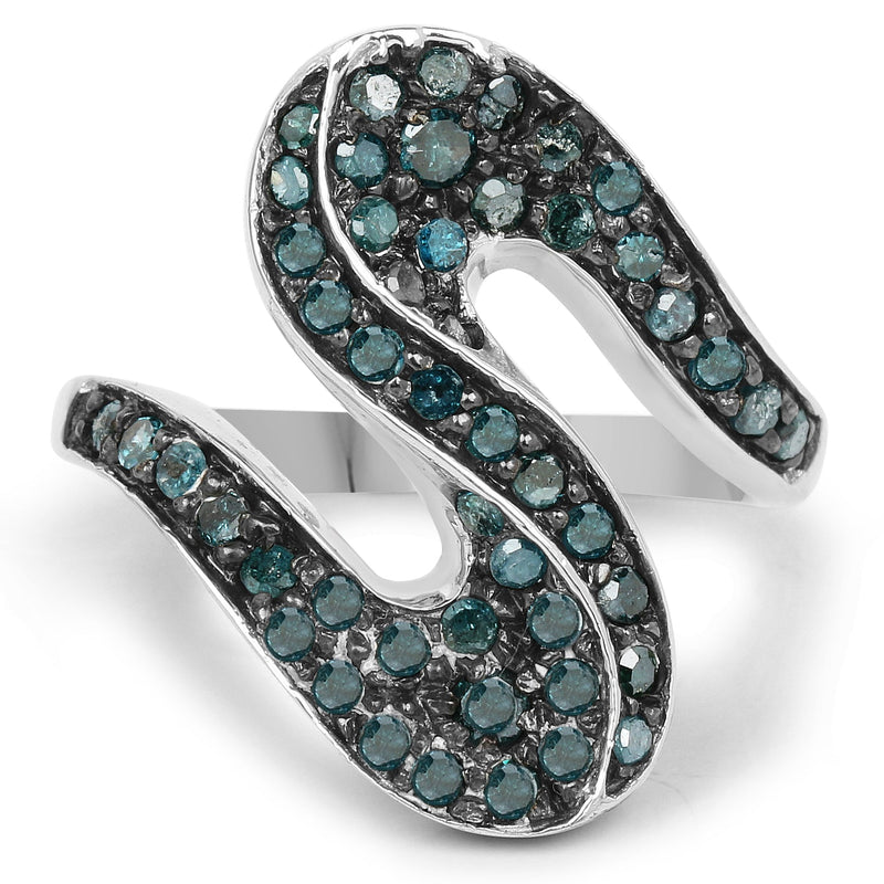 Bids.com 0.76 Carat Genuine Blue Diamond .925 Sterling Silver Ring Rings