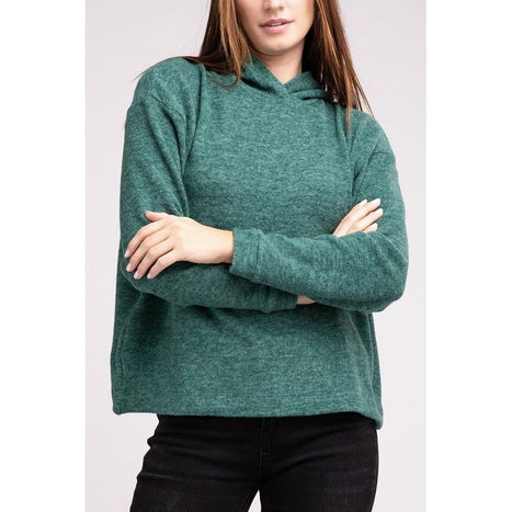 Hooded Brushed Melange Hacci Sweater