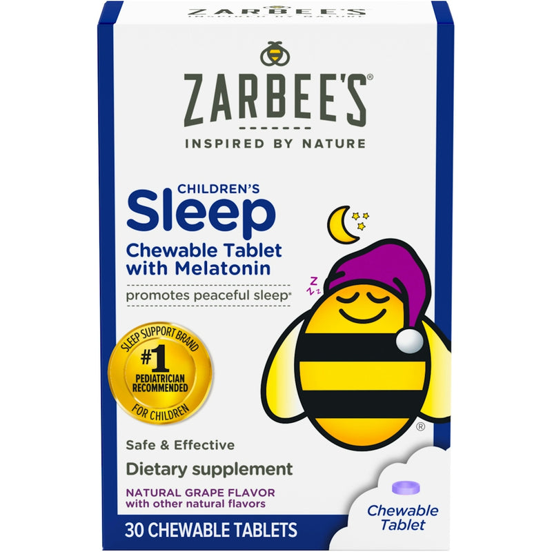 Zarbee's Zarbee's Naturals Children’s Sleep Chewable Tablet With Melatonin Grape Flavor 30 Tablets Vitamins & Supplements White Smoke