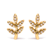 Bids.com 10K Yellow Gold 1/10 Cttw Diamond Accented Leaf and Branch Stud Earrings (H-I Color, I1-I2 Clarity) Earrings