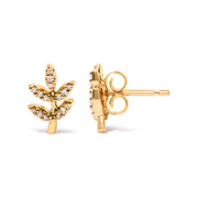 Bids.com 10K Yellow Gold 1/10 Cttw Diamond Accented Leaf and Branch Stud Earrings (H-I Color, I1-I2 Clarity) Earrings