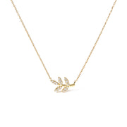 Bids.com 10K Yellow Gold 1/10 Cttw Diamond Leaf and Branch 18" Pendant Necklace (H-I Color, I1-I2 Clarity) Necklaces