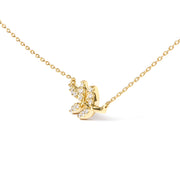 Bids.com 10K Yellow Gold 1/10 Cttw Diamond Leaf and Branch 18" Pendant Necklace (H-I Color, I1-I2 Clarity) Necklaces