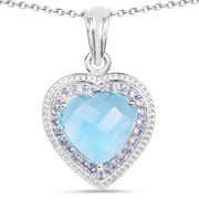 Bids.com 7.36 Carat Genuine Blue Topaz and Tanzanite .925 Sterling Silver Pendant Pendants