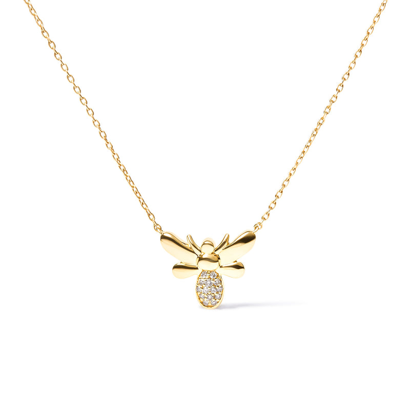 Bids.com 10K Yellow Gold Diamond Accented Bumble Bee Pendant 18" Inch Necklace (H-I Color, I1-I2 Clarity) Necklaces