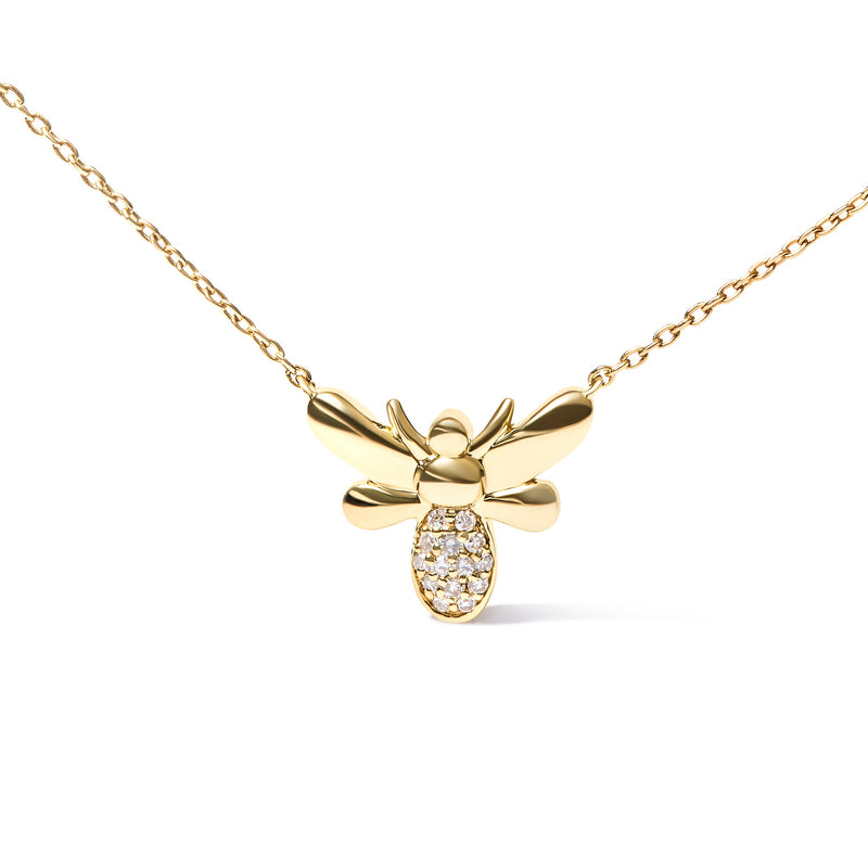 Bids.com 10K Yellow Gold Diamond Accented Bumble Bee Pendant 18" Inch Necklace (H-I Color, I1-I2 Clarity) Necklaces
